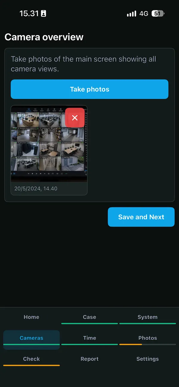 CCTV Collector – Camera overview in dark mode